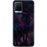 Kılıfland Vivo Y21s ile Uyumlu Silikon Kılıf, Siyah Mor Wolf Desen