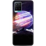 Kılıfland Vivo Y21s ile Uyumlu Silikon Kılıf, Super Planet Deseni, Siyah