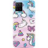 Kılıfland Vivo Y21s ile Uyumlu Silikon Kılıf, Unicorn Desen, Renkli