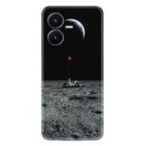 Kılıfland Vivo Y22s ile Uyumlu Silikon Kılıf, Desen Özel Seri, Astronot Red Balon, Siyah