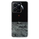 Kılıfland Vivo Y35 ile Uyumlu Silikon Kılıf, Desen Özel Seri, Astronot Red Balon, Siyah
