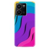 Kılıfland Vivo Y35 ile Uyumlu Silikon Kılıf, Renk Cümbüşü Desen, Sarı-Mavi-Mor-Pembe
