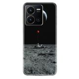 Kılıfland Vivo Y36 ile Uyumlu Silikon Kılıf, Desen Özel Seri, Astronot Red Balon, Siyah