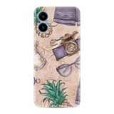 Kılıfland X5 ile Uyumlu Telefon Kılıfı, Resimli Desenli Baskılı Silikon, Kamera Makinası Pineapple Butterfly, Beige