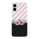 Kılıfland X5 ile Uyumlu Telefon Kılıfı, Silikon, Çiçek Desenli, Pembe-Siyah