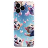 Kılıfland X6 Boutique Baskılı Kedi ve Kalp Desenli Telefon Kılıfı, Mavi