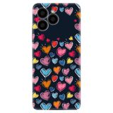 Kılıfland X6 Boutique Baskılı Renkli Kalpler Desenli Telefon Kılıfı, Siyah