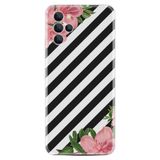 Kılıfland X700 Telefon Kılıfı, Silikon, Çiçek Desenli, Siyah Beyaz Çizgili, Pembe Çiçek
