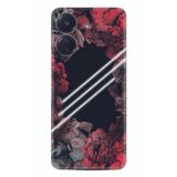 Kılıfland Xiaomi Mi 11 Ultra ile Uyumlu Silikon Kılıf, Çiçek Desen, Kırmızı-Siyah