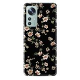 Kılıfland Xiaomi Mi 12 ile Uyumlu Kılıf, Boutique Baskılı, Siyah Fon Çiçek Desen