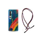kilifland Xiaomi Mi Note 10 ile Uyumlu Kılıf Rasta Ipli Boyun Askılı Desenli Silikon Ressam Sulu Boya 1600