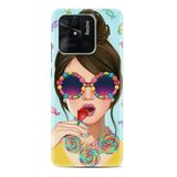 Kılıfland Xiaomi Poco C40 ile Uyumlu Silikon Kılıf, Resimli Desenli Baskılı, Şeker ve Kadın, Renkli