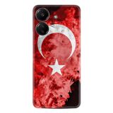 Kılıfland Xiaomi Poco C65 ile Uyumlu Kılıf, Desenli Silikon, Türk Bayrağı, Kırmızı