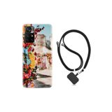 Kılıfland Xiaomi Poco M4 Pro ile Uyumlu Kılıf, İpli Boyun Askılı, Desenli Silikon, Gerçek Çiçekler, Renkli