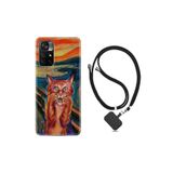 kilifland Xiaomi Poco M4 Pro ile Uyumlu Kılıf Ipli Boyun Askılı Desenli Silikon Tablo Cat 1788