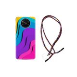 Kılıfland Xiaomi Poco X3 ile Uyumlu Kılıf, Rasta İpli Boyun Askılı, Desenli Silikon, Renk Cümbüşü