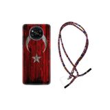 Kılıfland Xiaomi Poco X3 Pro ile Uyumlu Kılıf, Rasta İpli Boyun Askılı, Türk Bayrağı Desenli, Silikon, Kırmızı