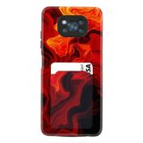 Kılıfland Xiaomi Poco X3 Pro Uyumlu Kılıf, Kartvizitli Kartlıklı, Silikon, Red Orange Zigzag Desenli