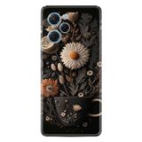Kılıfland Xiaomi Poco X5 Pro ile Uyumlu Kılıf, Boutique Baskılı, Kahve Çiçek Desenli, Siyah
