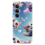 Kılıfland Xiaomi Poco X5 Pro Kılıf, Boutique Baskılı, Kedi ve Kalp Desenli, Mavi