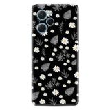 Kılıfland Xiaomi Poco X5 Pro Kılıf, Boutique Baskılı, Papatyalar ve Yaprak Desenli, Siyah