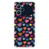 Kılıfland Xiaomi Poco X5 Pro Kılıf, Boutique Baskılı, Renkli Kalpler Desen, Siyah