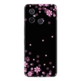 Kılıfland Xiaomi Redmi 12c ile Uyumlu Kılıf, Silikon, Çiçek Desenli, Siyah