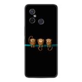 Kılıfland Xiaomi Redmi 12C ile Uyumlu Kılıf, Silikon, Platinium Series, Üç Maymun Desenli, Siyah