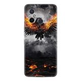 Kılıfland Xiaomi Redmi 12C ile Uyumlu Silikon Kılıf, Ateş Kartalı Deseni, Siyah