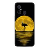 Kılıfland Xiaomi Redmi 12c ile Uyumlu Silikon Kılıf, Ay ve Flamingo Desen, Siyah