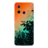 Kılıfland Xiaomi Redmi 12C ile Uyumlu Silikon Kılıf, Çiçek Desen, Turuncu-Yeşil Gradient