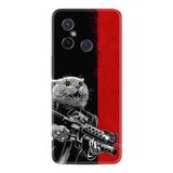Kılıfland Xiaomi Redmi 12c ile Uyumlu Silikon Kılıf, Desen Özel Seri Çılgın Kedi, Siyah-Kırmızı