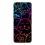 Kılıfland Xiaomi Redmi 12c ile Uyumlu Silikon Kılıf, Neon Cats Desen, Siyah