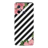 Kılıfland Xiaomi Redmi 12c Kılıf, Silikon, Çiçek Desenli, Siyah Beyaz Çizgili