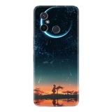 Kılıfland Xiaomi Redmi 12C Kılıf, Silikon, Desen Özel Seri Ay ve Kız, Çok Renkli