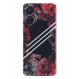 Kılıfland Xiaomi Redmi 13C ile Uyumlu Silikon Kılıf, Çiçek Desen, Kırmızı-Siyah