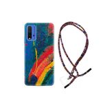 Kılıfland Xiaomi Redmi 9T ile Uyumlu Kılıf, Rasta İpli Boyun Askılı, Silikon, Sulu Boya Desenli