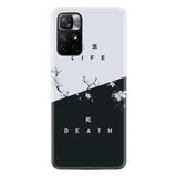 Kılıfland Xiaomi Redmi Note 11 Pro ile Uyumlu Silikon Kılıf, Resimli Desenli Baskılı, Life and Death, Beyaz-Siyah