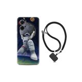 kilifland Xiaomi Redmi Note 11e ile Uyumlu Kılıf Ipli Boyun Askılı Desenli Silikon Astronot Ve Dünya 1759