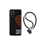 kilifland Xiaomi Redmi Note 11e ile Uyumlu Kılıf Ipli Boyun Askılı Desenli Silikon Cats 1792