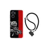 kilifland Xiaomi Redmi Note 11e ile Uyumlu Kılıf Ipli Boyun Askılı Desenli Silikon Çılgın Kedi 1674