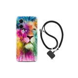 kilifland Xiaomi Redmi Note 11e ile Uyumlu Kılıf Ipli Boyun Askılı Desenli Silikon Colorfull Leon 2 1388