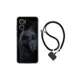 kilifland Xiaomi Redmi Note 11e ile Uyumlu Kılıf Ipli Boyun Askılı Desenli Silikon Dark Wolfs 1834