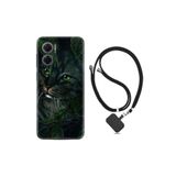 kilifland Xiaomi Redmi Note 11e ile Uyumlu Kılıf Ipli Boyun Askılı Desenli Silikon Flowers Cat 1345