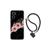 kilifland Xiaomi Redmi Note 11e ile Uyumlu Kılıf Ipli Boyun Askılı Desenli Silikon Flowers Dots 1423