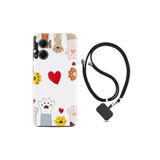 kilifland Xiaomi Redmi Note 11e ile Uyumlu Kılıf Ipli Boyun Askılı Desenli Silikon Kedilerin Aşkı 1903