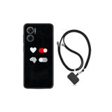 kilifland Xiaomi Redmi Note 11e ile Uyumlu Kılıf Ipli Boyun Askılı Desenli Silikon Love Brain 1722