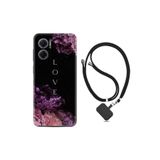 kilifland Xiaomi Redmi Note 11e ile Uyumlu Kılıf Ipli Boyun Askılı Desenli Silikon Love Flow 1664