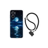 kilifland Xiaomi Redmi Note 11e ile Uyumlu Kılıf Ipli Boyun Askılı Desenli Silikon Night Moon 1133