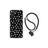 Kılıfland Xiaomi Redmi Note 11e ile Uyumlu Kılıf, İpli Boyun Askılı, Desenli Silikon, Papatyalar, Siyah